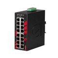 Antaira 16-Port Industrial Unmanaged Ethernet Switch, w/16-10/100Tx; EOT: -40 degree C ~ 75 degree C LNX-1600-T